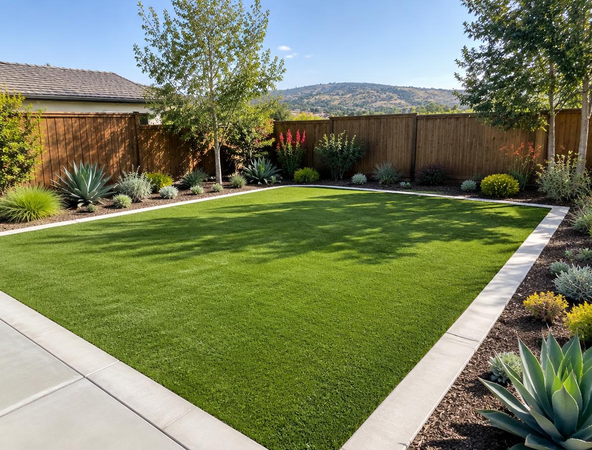 Turf lawn with native borders